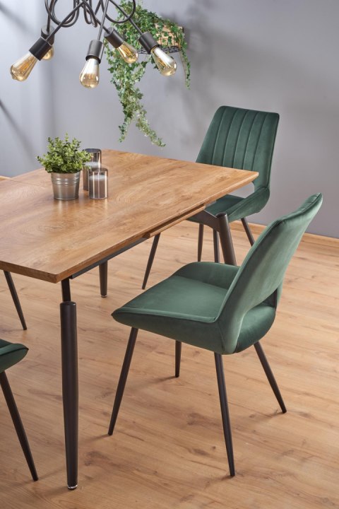 Halmar stół CAMBELL rozkładany 140-180x80 blat MDF okleinowany - dąb naturalny, nogi - stal malowana czarny Halmar stół CAMBELL rozkładany 140-180x80 blat MDF okleinowany - dąb naturalny, nogi - stal malowana czarny
