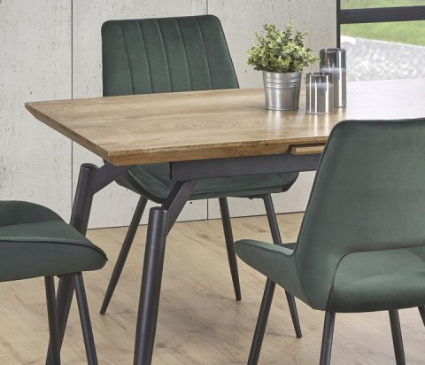 Halmar stół CAMBELL rozkładany 140-180x80 blat MDF okleinowany - dąb naturalny, nogi - stal malowana czarny Halmar stół CAMBELL rozkładany 140-180x80 blat MDF okleinowany - dąb naturalny, nogi - stal malowana czarny