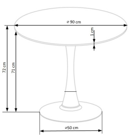 Halmar stół AMBROSIO okrągły, blat - szklany marmur, noga - stal malowana proszkowo czarny fi90