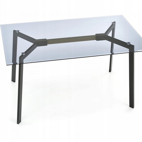 Halmar stół prostokątny TRAX blat szkło dymiony, nogi - czarne metal 140x80 Halmar stół prostokątny TRAX blat szkło dymiony, nogi - czarne metal 140x80