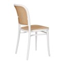 Intesi Krzesło Antonio białe tworzywo siedzisko i oparcie imitacja plecionki wygodne funkcjonalne