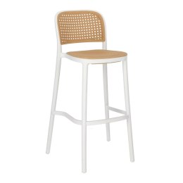 Intesi Hoker Krzesło barowe Antonio białe tworzywo siedzisko i oparcie plecionka można sztaplować