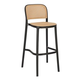 Intesi Hoker Krzesło barowe Antonio czarne tworzywo siedzisko i oparcie plecionka Beżowy można sztaplować