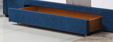 HALMAR łóżko dwuosobowe MERIDA z szufladą tapicerka tkanina niebieski lite drewno czarny 160x200 HALMAR łóżko dwuosobowe MERIDA z szufladą tapicerka tkanina niebieski lite drewno czarny 160x200