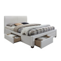 HALMAR łóżko MODENA 2 160x200 tapicerowane z szufladami biały ekoskóra