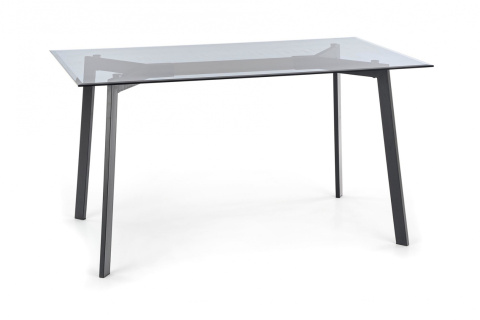 Halmar stół prostokątny TRAX blat szkło dymiony, nogi - czarne metal 140x80