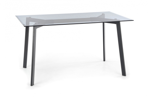 Halmar stół prostokątny TRAX blat szkło dymiony, nogi - czarne metal 140x80 Halmar stół prostokątny TRAX blat szkło dymiony, nogi - czarne metal 140x80