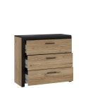 Forte DALATE DQLK211-M265 Komoda 3 szuflady Dąb Catania/Czarny Forte DALATE DQLK211-M265 Komoda 3 szuflady Dąb Catania/Czarny