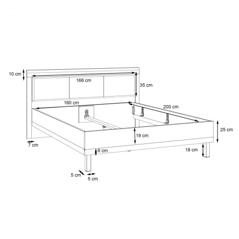 Forte DALATE DQLL2162-M300A Stelaż łóżka z zagłówkiem 160x200 Forte DALATE DQLL2162-M300A Stelaż łóżka z zagłówkiem 160x200