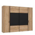 Forte DALATE DQLS82411-M267 Szafa ubraniowa Dąb / Czarny czterodrzwiowa Forte DALATE DQLS82411-M267 Szafa ubraniowa Dąb / Czarny czterodrzwiowa