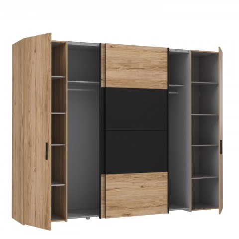 Forte DALATE DQLS82411-M267 Szafa ubraniowa Dąb / Czarny czterodrzwiowa Forte DALATE DQLS82411-M267 Szafa ubraniowa Dąb / Czarny czterodrzwiowa