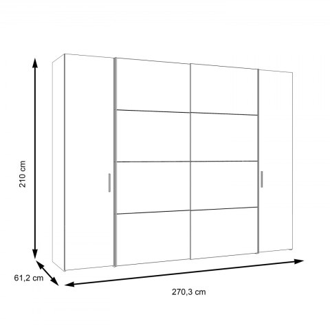 Forte DALATE DQLS82411-M267 Szafa ubraniowa Dąb / Czarny czterodrzwiowa Forte DALATE DQLS82411-M267 Szafa ubraniowa Dąb / Czarny czterodrzwiowa