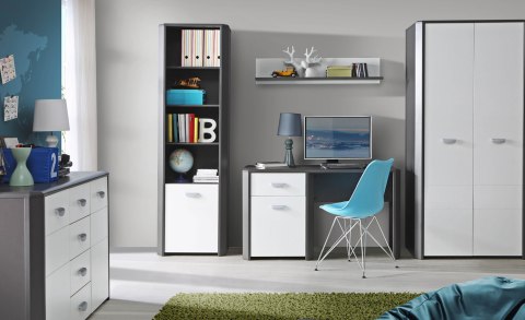 Meble Forte HEY HEYK231-C230 Komoda młodzieżowa Szary/Biały Meble Forte HEY HEYK231-C230 Komoda młodzieżowa Szary/Biały