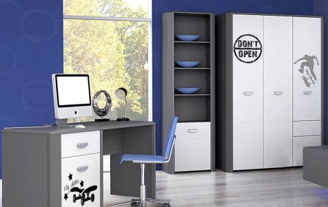 Meble Forte HEY HEYS821-C230 Szafa ubraniowa młodzieżowa Szary/Biały Meble Forte HEY HEYS821-C230 Szafa ubraniowa młodzieżowa Szary/Biały