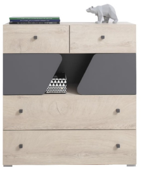KOMODA SZAFKA MŁODZIEŻOWA MEBLAR DELTA System DL10 - Dąb / Antracyt laminat półki szuflady do salonu dla dziecka dla nastolatka KOMODA SZAFKA MŁODZIEŻOWA MEBLAR DELTA System DL10 - Dąb / Antracyt laminat półki szuflady do salonu dla dziecka dla nastolatka