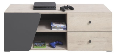 SZAFKA RTV KOMODA NISKA Meblar DELTA System DL8 - Dąb / Antracyt płyta laminowana półki szuflady do salonu pokoju młodzieżowego SZAFKA RTV KOMODA NISKA Meblar DELTA System DL8 - Dąb / Antracyt płyta laminowana półki szuflady do salonu pokoju młodzieżowego
