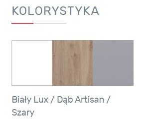 KOMODA MŁODZIEŻOWA MEBLAR FARO System FR10 - Biały Lux / Dąb Artisan / Szary 4 SZUFLADY DRZWI DLA DZIECKA NASTOLATKA DO SALONU KOMODA MŁODZIEŻOWA MEBLAR FARO System FR10 - Biały Lux / Dąb Artisan / Szary 4 SZUFLADY DRZWI DLA DZIECKA NASTOLATKA DO SALONU