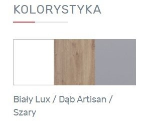 SZAFA NAROŻNA MŁODZIEŻOWA MEBLAR FARO System FR2 L/P - Biały Lux / Dąb Artisan / Szary PÓŁKI DWA DRĄŻKI DO WIESZANIA UBRAŃ SZAFA NAROŻNA MŁODZIEŻOWA MEBLAR FARO System FR2 L/P - Biały Lux / Dąb Artisan / Szary PÓŁKI DWA DRĄŻKI DO WIESZANIA UBRAŃ