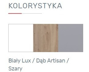 SZAFA MŁODZIEŻOWA MEBLAR FARO System FR3 - Biały Lux / Dąb Artisan / Szary DWUDRZWIOWA Z SZUFLADĄ PÓŁKI DRĄŻEK NA WIESZAKI SZAFA MŁODZIEŻOWA MEBLAR FARO System FR3 - Biały Lux / Dąb Artisan / Szary DWUDRZWIOWA Z SZUFLADĄ PÓŁKI DRĄŻEK NA WIESZAKI