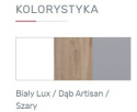 REGAŁ MŁODZIEŻOWY MEBLAR FARO System FR4 L/P - Biały Lux /Dąb Artisan /Szary ZAMKNIĘTY SZUFLADY do salonu dla dziecka nastolatka REGAŁ MŁODZIEŻOWY MEBLAR FARO System FR4 L/P - Biały Lux /Dąb Artisan /Szary ZAMKNIĘTY SZUFLADY do salonu dla dziecka nastolatka