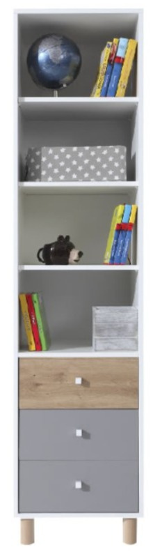 REGAŁ MŁODZIEŻOWY WĄSKI MEBLAR FARO System FR7 - Biały Lux / Dąb Artisan / Szary REGAŁ MŁODZIEŻOWY WĄSKI MEBLAR FARO System FR7 - Biały Lux / Dąb Artisan / Szary