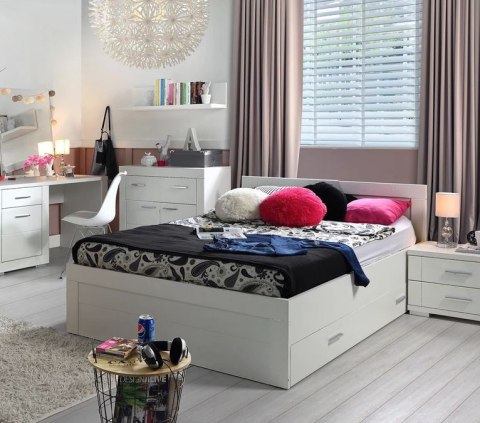 Meble Forte SNOW SNWL14-C50 Łóżko podwójne Biały mat 140x200 Meble Forte SNOW SNWL14-C50 Łóżko podwójne Biały mat 140x200