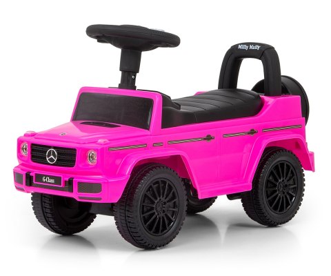 Milly Mally Pojazd Jeździk MERCEDES G350d Pink S Różowy autko Chodzik Pchacz schowek pod siedzeniem oparcie 12 m+ klakson