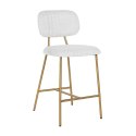 Richmond Interiors RICHMOND hoker XENIA WHITE BOUCLÉ 65 cm biały - stal szczotkowana Richmond Interiors RICHMOND hoker XENIA WHITE BOUCLÉ 65 cm biały - stal szczotkowana
