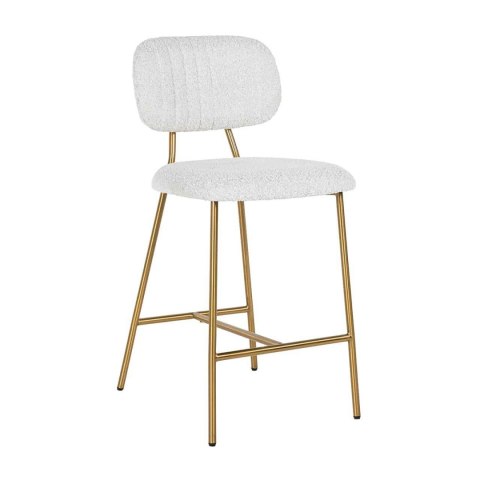 Richmond Interiors RICHMOND hoker XENIA WHITE BOUCLÉ 65 cm biały - stal szczotkowana Richmond Interiors RICHMOND hoker XENIA WHITE BOUCLÉ 65 cm biały - stal szczotkowana