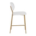 Richmond Interiors RICHMOND hoker XENIA WHITE BOUCLÉ 65 cm biały - stal szczotkowana Richmond Interiors RICHMOND hoker XENIA WHITE BOUCLÉ 65 cm biały - stal szczotkowana