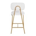 Richmond Interiors RICHMOND hoker XENIA WHITE BOUCLÉ 65 cm biały - stal szczotkowana Richmond Interiors RICHMOND hoker XENIA WHITE BOUCLÉ 65 cm biały - stal szczotkowana