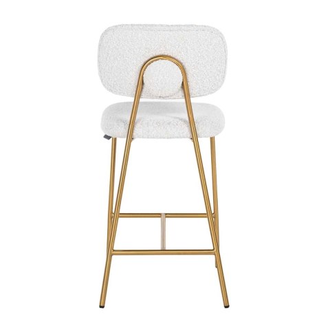 Richmond Interiors RICHMOND hoker XENIA WHITE BOUCLÉ 65 cm biały - stal szczotkowana Richmond Interiors RICHMOND hoker XENIA WHITE BOUCLÉ 65 cm biały - stal szczotkowana