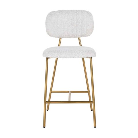 Richmond Interiors RICHMOND hoker XENIA WHITE BOUCLÉ 65 cm biały - stal szczotkowana Richmond Interiors RICHMOND hoker XENIA WHITE BOUCLÉ 65 cm biały - stal szczotkowana