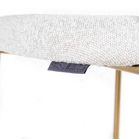 Richmond Interiors RICHMOND hoker XENIA WHITE BOUCLÉ 65 cm biały - stal szczotkowana Richmond Interiors RICHMOND hoker XENIA WHITE BOUCLÉ 65 cm biały - stal szczotkowana