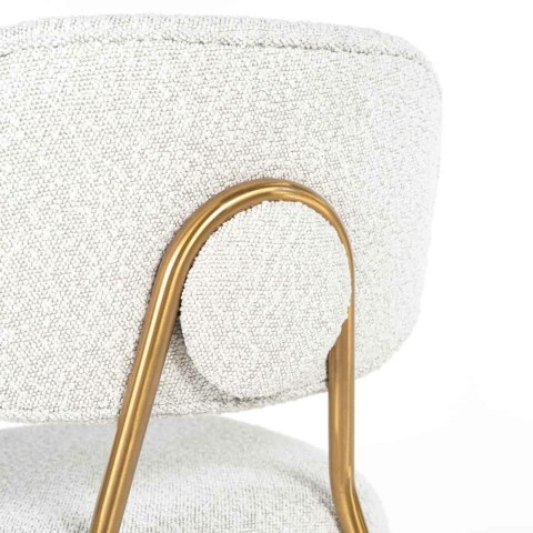 Richmond Interiors RICHMOND hoker XENIA WHITE BOUCLÉ biały - stal szczotkowana Richmond Interiors RICHMOND hoker XENIA WHITE BOUCLÉ biały - stal szczotkowana