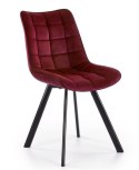 Halmar K332 krzesło nogi - czarne, siedzisko pikowane tkanina - bordowy