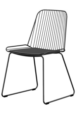 King Home Krzesło MILES czarne - metal, poduszka ekoskóra czarna