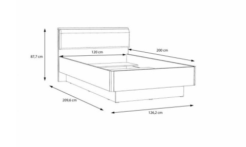 Meble Forte SNOW SNWL222-C50 Łóżko120x200 cm Biały mat Meble Forte SNOW SNWL222-C50 Łóżko120x200 cm Biały mat