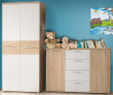 Meble Forte WINNIE WNK26-Q45 Komoda półki + szuflady Biały/Dąb Meble Forte WINNIE WNK26-Q45 Komoda półki + szuflady Biały/Dąb