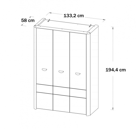 Meble Forte YOOP YPS83-Q41 Szafa ubraniowa trzydrzwiowa Dąb sonoma/Szary Meble Forte YOOP YPS83-Q41 Szafa ubraniowa trzydrzwiowa Dąb sonoma/Szary