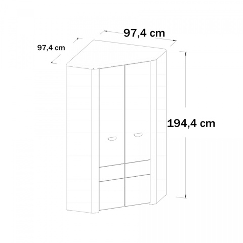 Meble Forte YOOP YPS92-Q41 Szafa ubraniowa narożna dwudrzwiowa Dąb sonoma/Szary Meble Forte YOOP YPS92-Q41 Szafa ubraniowa narożna dwudrzwiowa Dąb sonoma/Szary