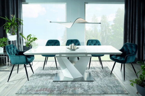 SIGNAL STÓŁ ALARAS III MDF+szkło hartowane BIAŁY / BIAŁY LAKIER MDF+stal szczotkowana 160(220)X90 SIGNAL STÓŁ ALARAS III MDF+szkło hartowane BIAŁY / BIAŁY LAKIER MDF+stal szczotkowana 160(220)X90