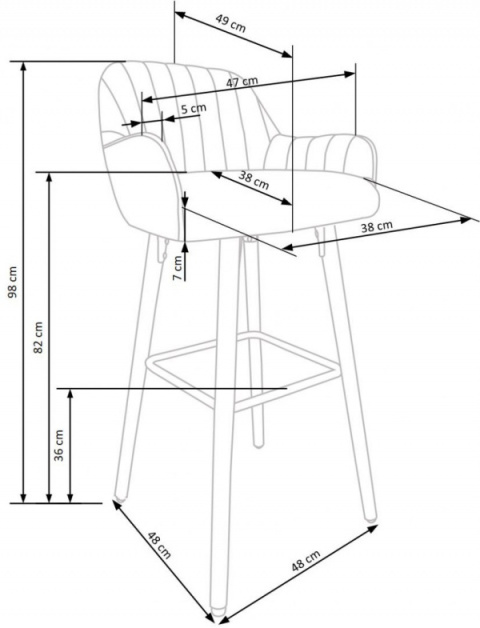 Halmar H93 hoker nogi - lite drewno orzech, tapicerka - ciemny popiel tkanina Halmar H93 hoker nogi - lite drewno orzech, tapicerka - ciemny popiel tkanina