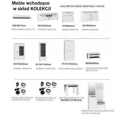 Meble Forte BRUGIA BUGK221B-C638 Biały Komoda szafka z szufladą Meble Forte BRUGIA BUGK221B-C638 Biały Komoda szafka z szufladą