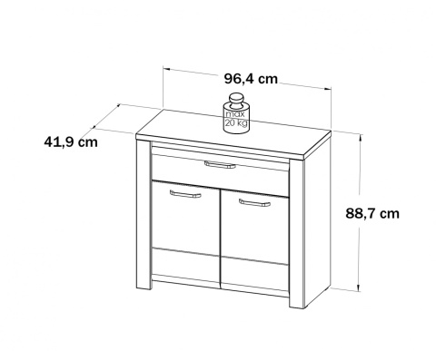Meble Forte BRUGIA BUGK221B-C638 Biały Komoda szafka z szufladą Meble Forte BRUGIA BUGK221B-C638 Biały Komoda szafka z szufladą