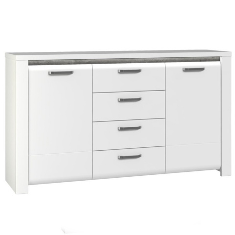 Meble Forte BRUGIA BUGK231B-C638 Biały Komoda półki szuflady Meble Forte BRUGIA BUGK231B-C638 Biały Komoda półki szuflady