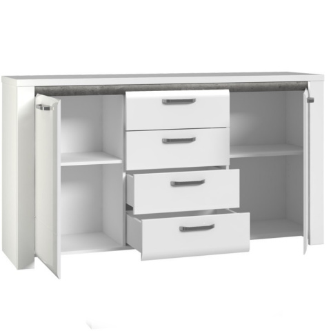 Meble Forte BRUGIA BUGK231B-C638 Biały Komoda półki szuflady Meble Forte BRUGIA BUGK231B-C638 Biały Komoda półki szuflady