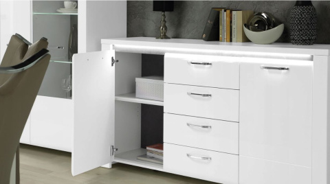 Meble Forte BRUGIA BUGK231B-C638 Biały Komoda półki szuflady Meble Forte BRUGIA BUGK231B-C638 Biały Komoda półki szuflady