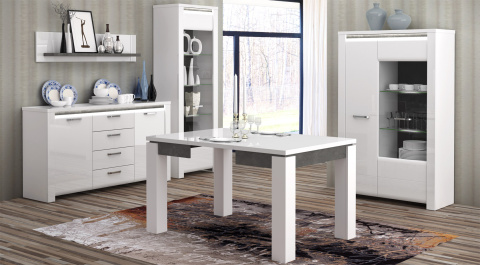 Meble Forte BRUGIA BUGK231B-C638 Biały Komoda półki szuflady Meble Forte BRUGIA BUGK231B-C638 Biały Komoda półki szuflady
