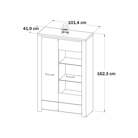 Meble Forte BRUGIA BUGV621LB-C638 Biały / Szary Witryna L Meble Forte BRUGIA BUGV621LB-C638 Biały / Szary Witryna L